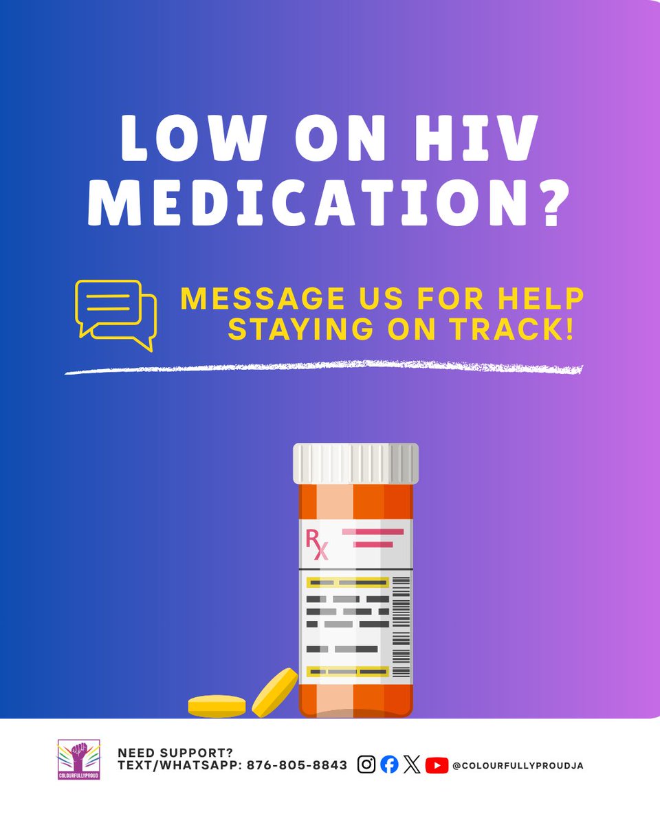 ColourProud876's tweet photo. Low on HIV medication after the hurricane? We’re here for you. Message us or text the helpline for support. #HurricaneRecovery #StrongerTogether #StaySafe. https://t.co/sHkXfPiVRV