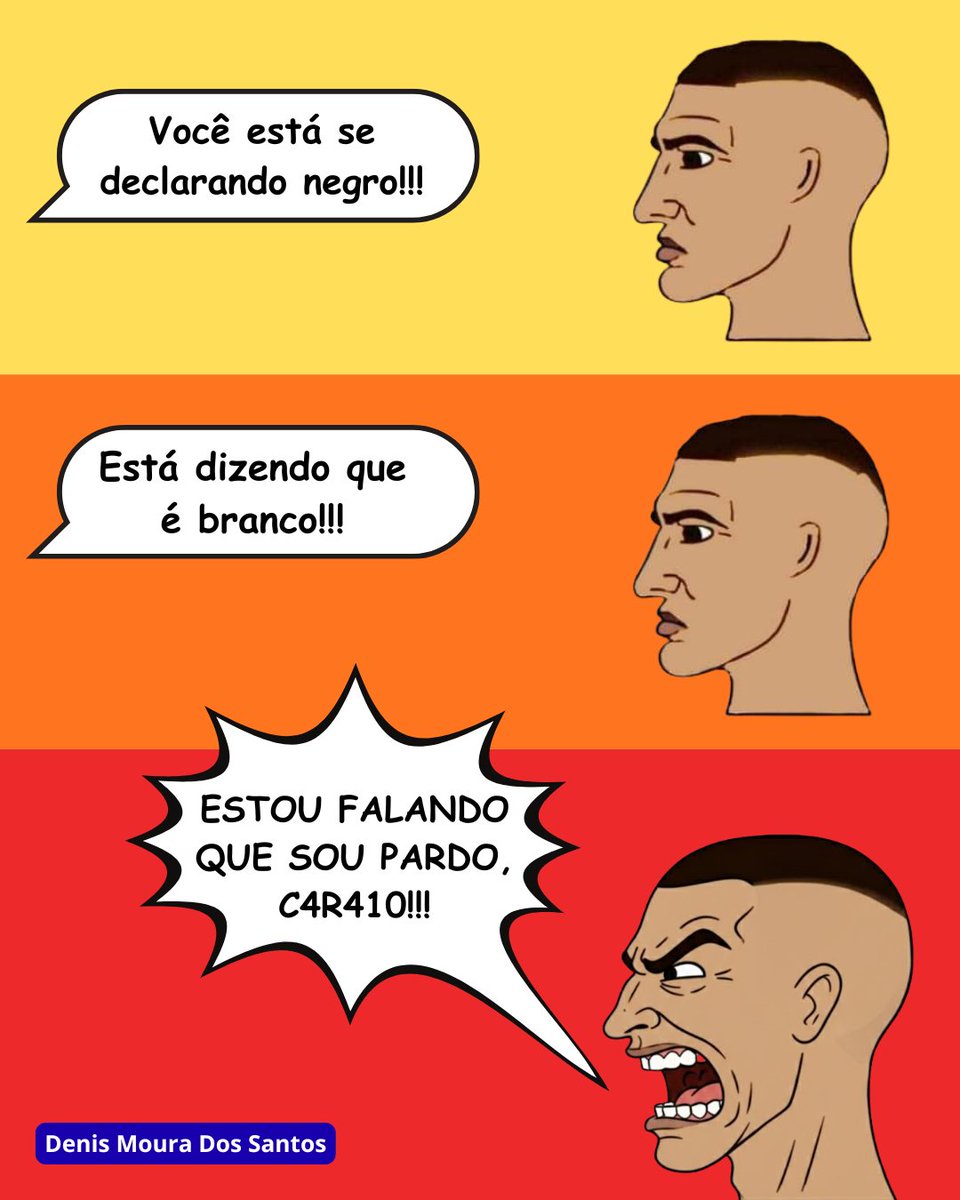 Tem gente que insiste em colocar palavras na boca dos pardos!!!

O pardo, quando se declara pardo, ele se declara pardo. E acabou!!!

Chatisse da p#rr4!!!

#pardos