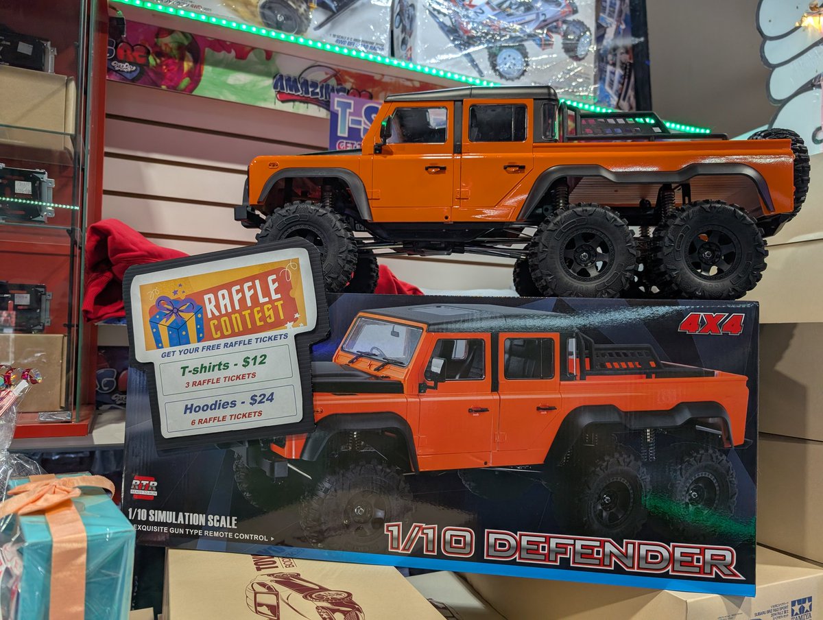 Raffle Reminder ❗

Remember to enter our raffle for this Amazing ™️ 6 wheeler crawler!

Entries are free with a purchase of an Amazing RC Store t-shirt or hoodie!

T-shirt: $12: 3 entries
Hoodies: $24: 6 entries