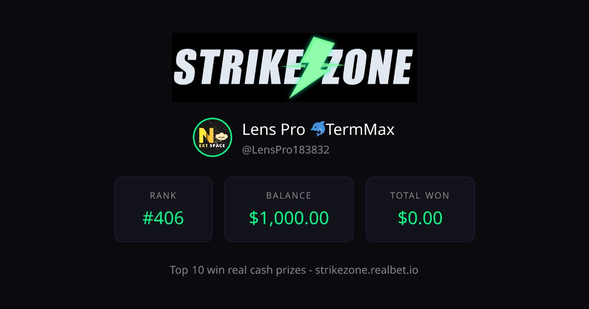 I'm competing on <a href="/Realbet/">Realbet.io</a>'s Strikezone! Top 10 win real cash prizes.

strikezone.realbet.io