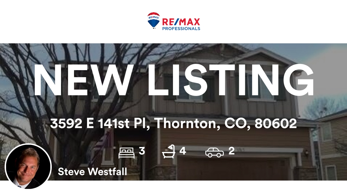 DENVERREO's tweet photo. 🛌 3 🛀 4 🚘 2
📍 3592 E 141st Pl, Thornton, CO, 80602

My latest listing on RateMyAgent.

https://t.co/s1GzF94Eyk

...
#ratemyagent #realestate https://t.co/Yf9I6rGLXb