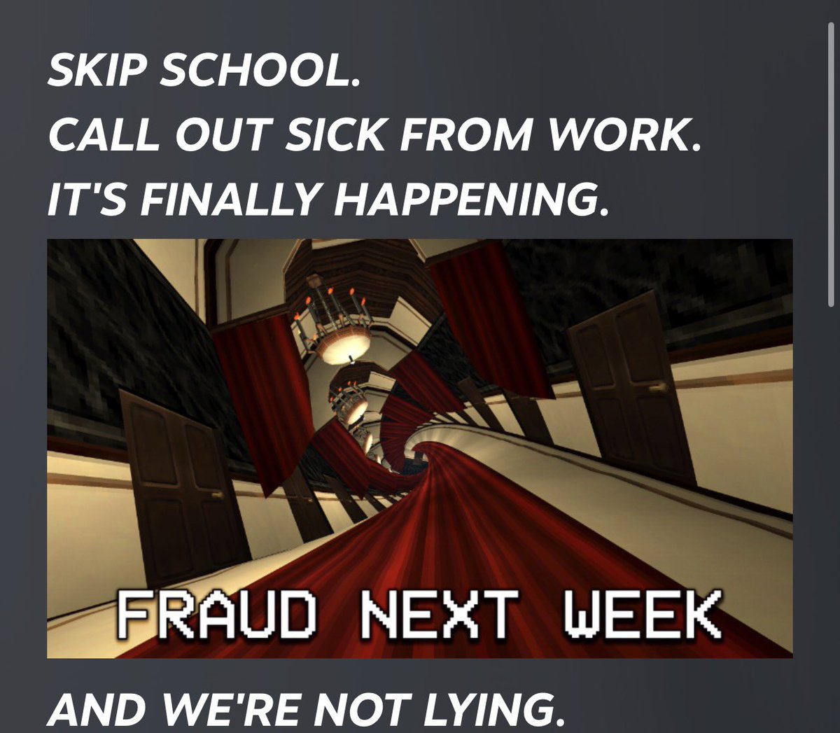 // WE MUST SURVIVE UNTIL NEXT WEEK,,, WE WILL MAKE IT!!!