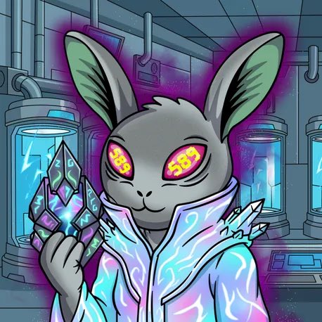 The Cryo Stasis Robe. 🐰 👽 🛸 

Pulled straight from Area 589 deep-freeze vaults after decades in alien cryo-sleep. 

While the White Rabbit’s body was locked down, his mind stayed wide awake, the robe auto-stitched from ET fabric scraps, solar warden patches, and timeline star