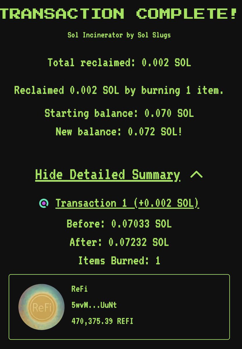 470K $ReFi bought back and burnt from tokens using our service!

solscan.io/tx/2sBQ28wQbFV…