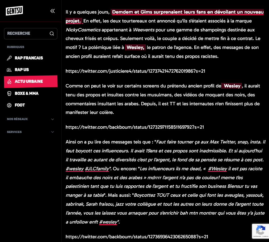 bkant's tweet photo. Aux archives encore... "Il avait 19ans et ces propos sont inadmissible." "Les influenceurs ils me dead, « #Wesley il est pas raciste il embauche des noirs et des arabes » mdrrrr l’argent n’a pas de couleur!" #poupettekenza #weevents https://t.co/sGtVczc4R1