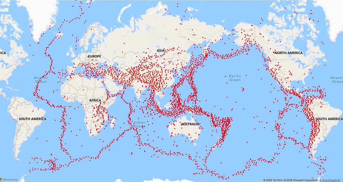 Every recorded earthquake worldwide, 2015 to 2025.

#knowledge 
#sharing