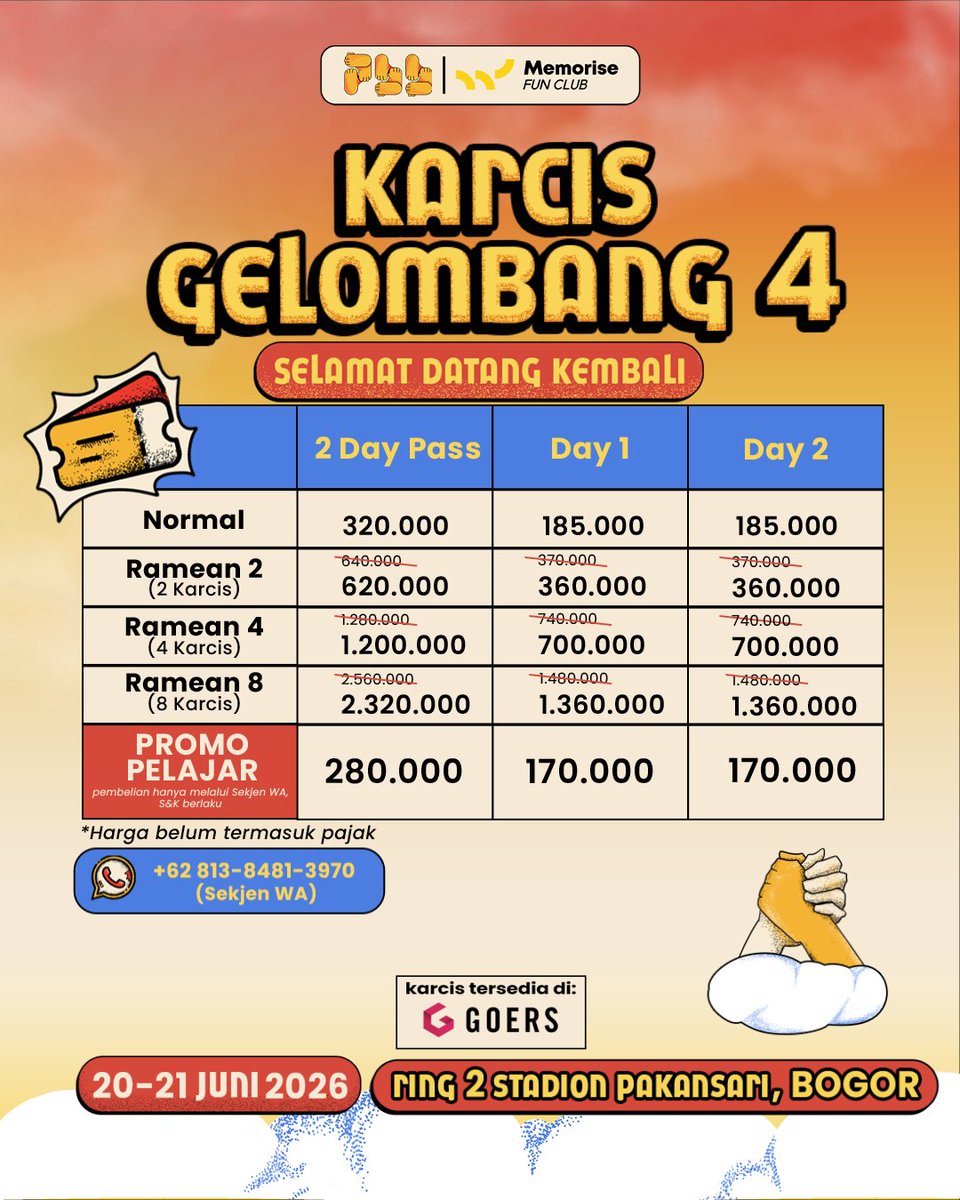bethe1rn's tweet photo. WTS PESTA BEBAS BERSELANCAR 2026 (PBB'26)

Mumpung masih murah underweb pula di gua amanin langsung tiketnya, gausah alasan masih lama, GS ga seru, ntar IDOLA lu pada jd gs terus harga naik nyari asal kena scam marah². Dm aja kalo mau bray 
170rb daily pass
280rb 2 dp

#zonauang https://t.co/rjbzpvCSkY