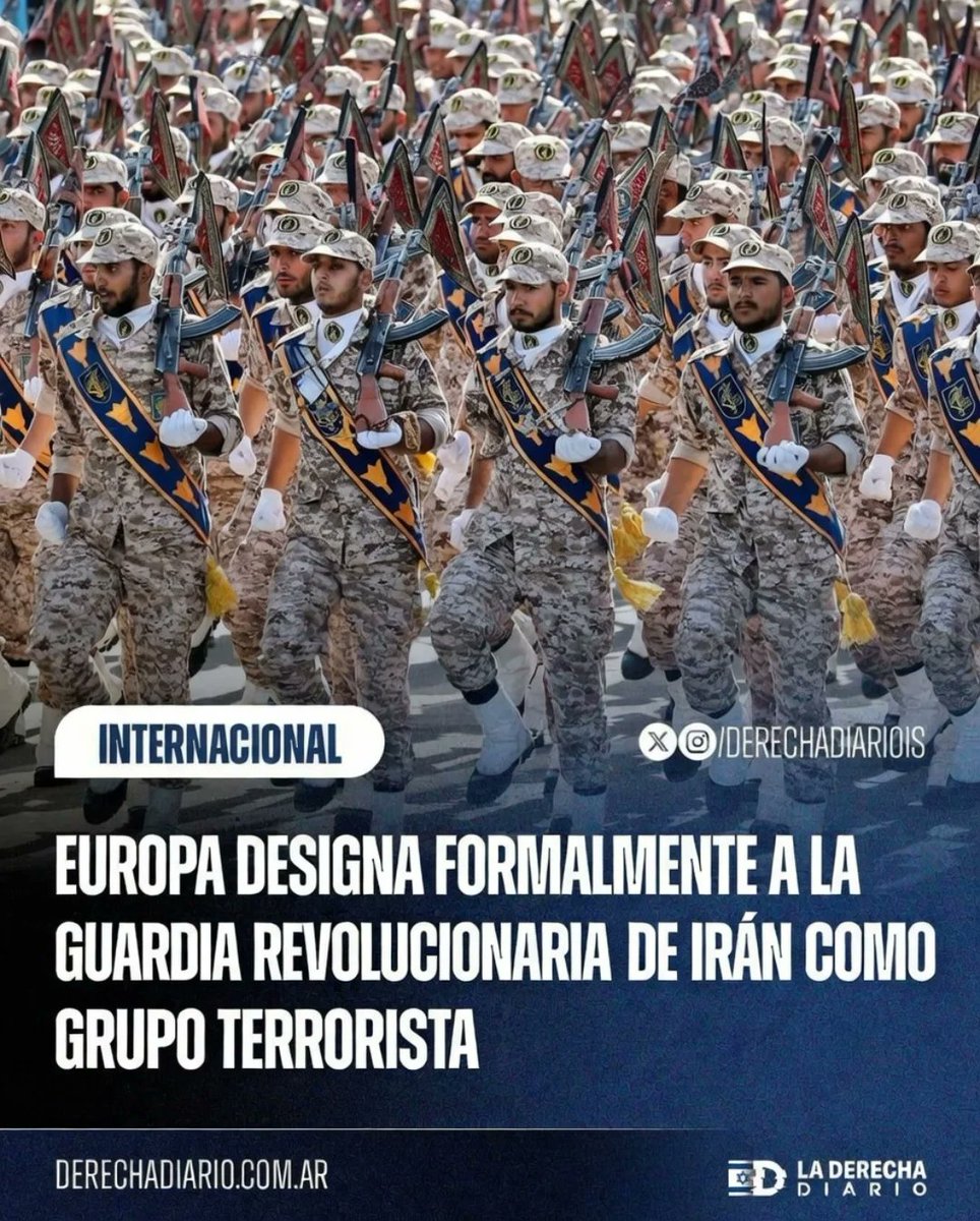 PeyaDaniel's tweet image. 🇪🇺🇮🇷 GOLPE AL RÉGIMEN: La UE designó formalmente al CGRI como organización terrorista por la represión de protestas que dejó miles de muertos. La medida incluye congelación de activos y prohibición de financiamiento en el bloque.