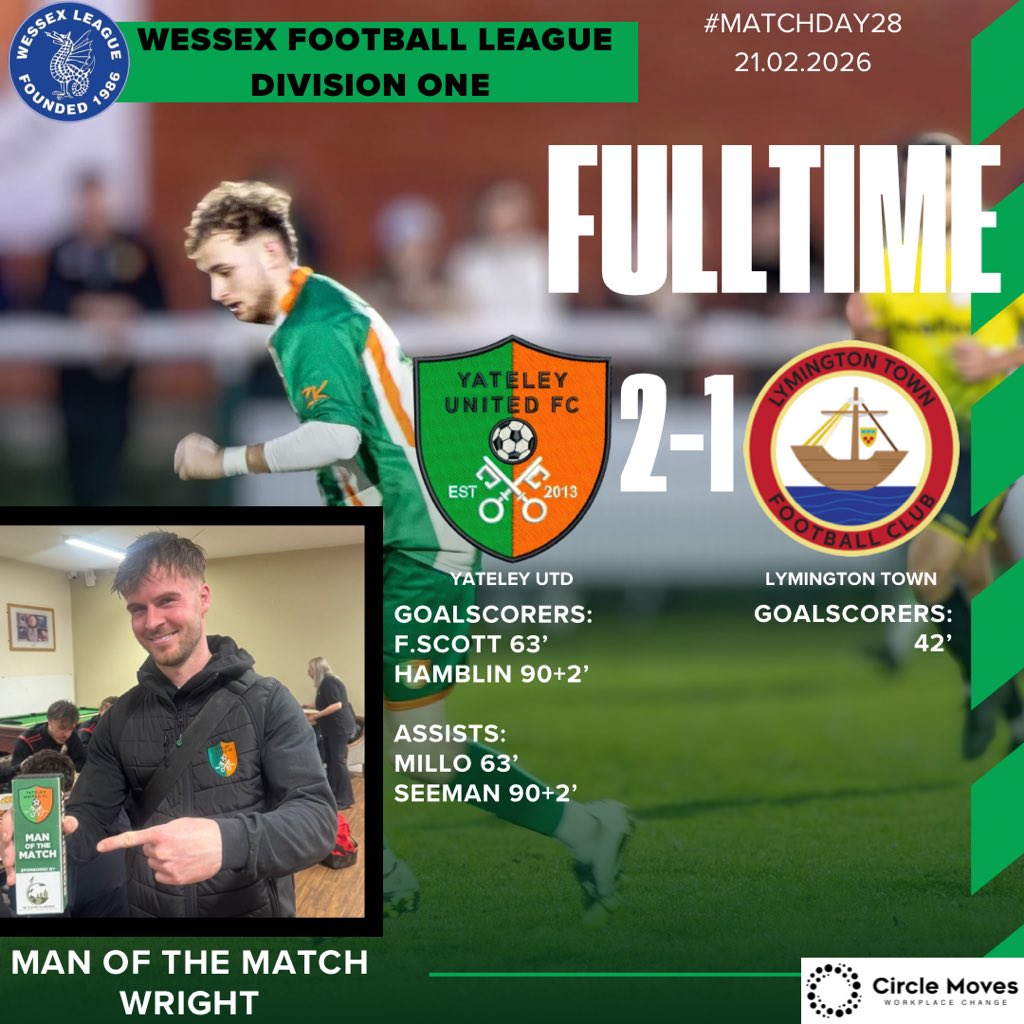 Fulltime Result

😮‍💨 92nd minute… Cometh the hour, cometh the man… <a href="/harryhamblin_/">Harry Hamblin</a> nods one in to win us the game in style…

#YUFC 🗝️ #GreenArmy 🟢#UnitedForTheCommunity 🟠