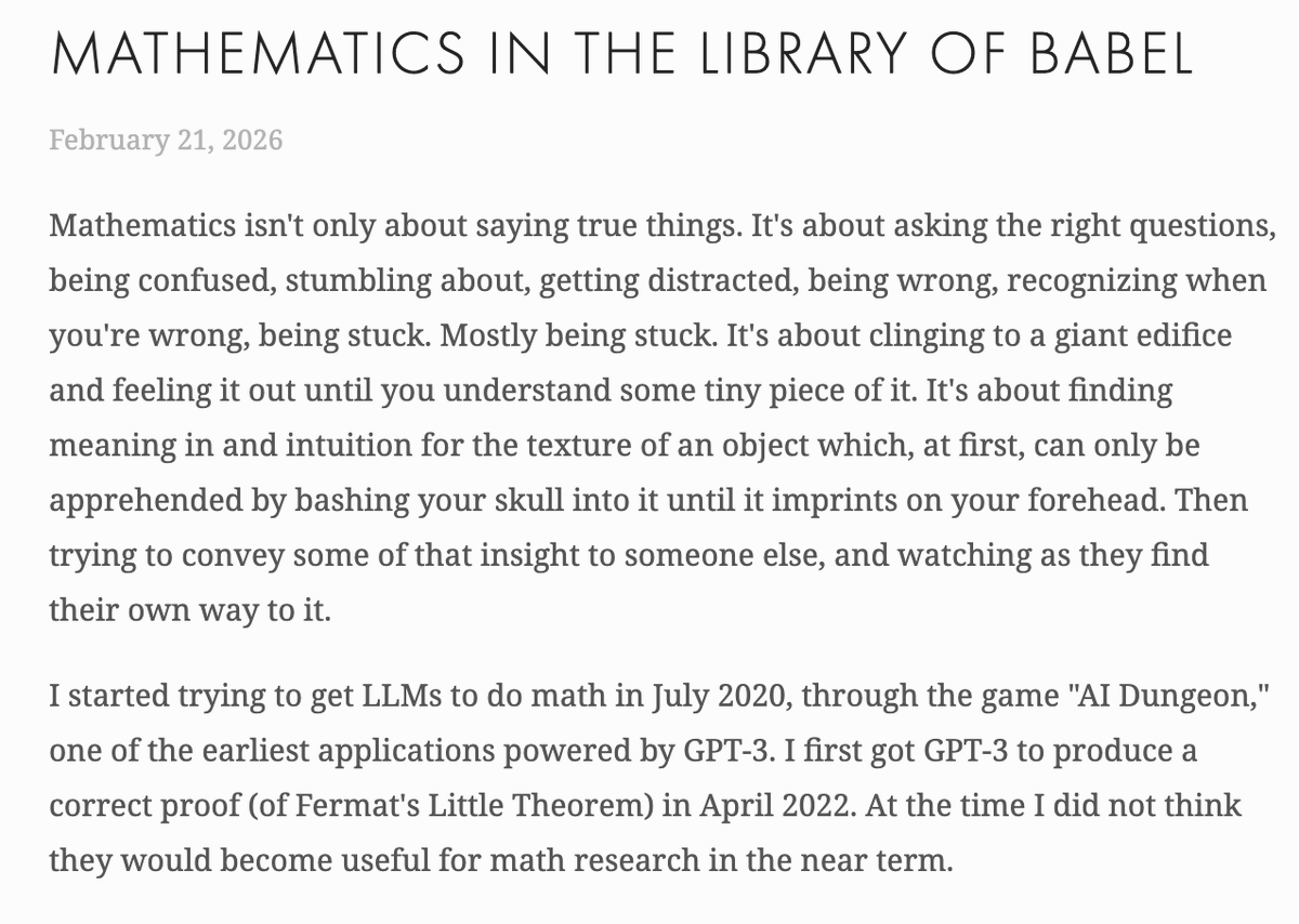 Some thoughts on AI and mathematics, inspired by "First Proof."