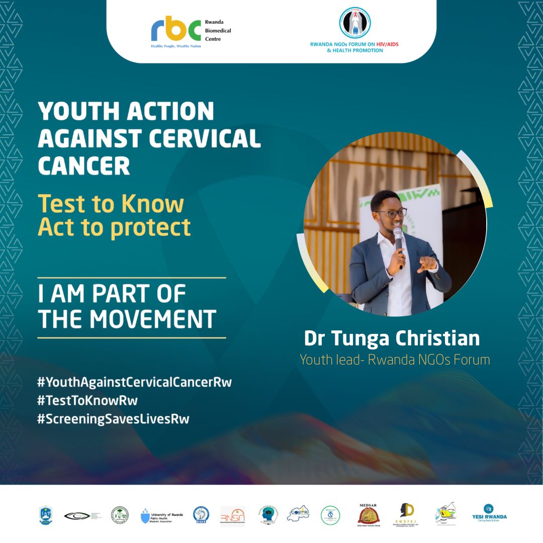 RwandaNGOForum's tweet photo. Our team @RwandaNGOForum  is proud to stand together and say: “I am part of the challenge.” Staff  and other youth leaders are joining the movement for Youth Action Against Cervical Cancer, using their voices and platforms to raise awareness and inspire action across communities.

Cervical cancer is preventable, and young people have a powerful role to play in protecting their health, spreading accurate information, and supporting early screening and HPV vaccination. By joining this movement, our staff and stakeholders, reaffirm their commitment to youth leadership and community-driven health promotion.

Together, we move forward, informed, united, and determined to end cervical cancer. The movement is growing, and we invite everyone to be part of it. 

#YouthActionAgainstCervicalCancerRw
#TestToKnowRw
#ScreeningSavesLivesRw 

@RwandaHealth @RBCRwanda @nsanzimanasabin  @CMuvunyi @UwinkindiFranco  @WHORwanda @BrianChirombo @HindHassan_ @SwedeninRW @EF_LINITIATIVE @expertisefrance @Merck    @unicefrw  @UN_Women @WCRF_CA  @UNFPARwanda @miryanyawera @JhpiegoRwanda @DianeGashumba @Yesi_Rwanda  @urphsa   @HAImedicines  @Sida @PIH_Rwanda @bkateera @EUinRW