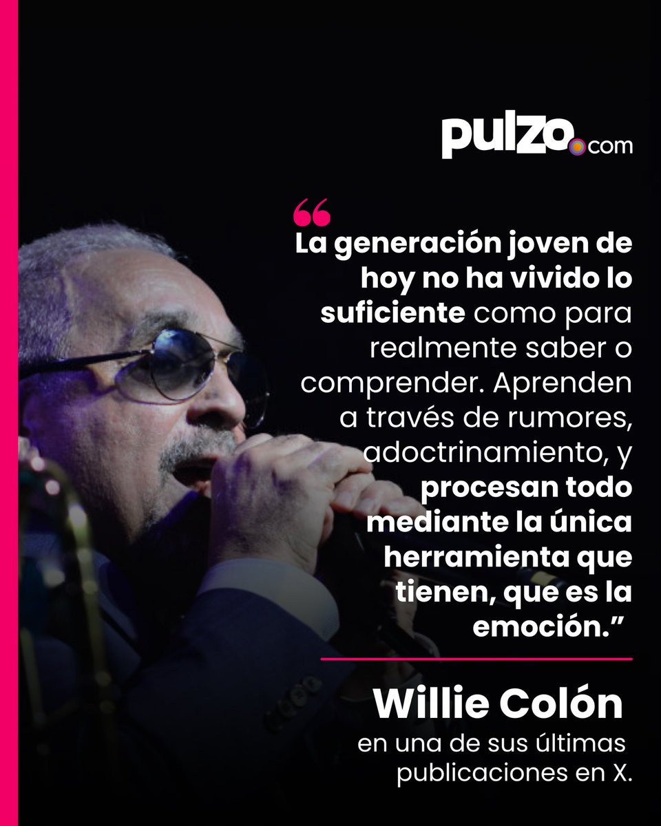 📝 A través de su cuenta de X, el maestro Willie Colón realizó una de sus últimas publicaciones a tan solo par días de su muerte. En su escrito, Colón hizo una reflexión sobre el comportamiento de la actual generación. 

#WillieColón #Salsa