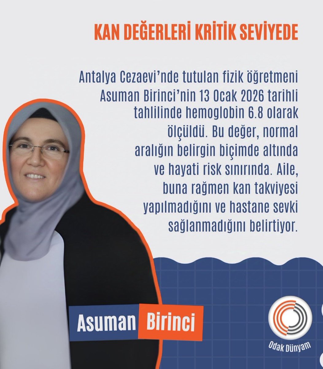 Hasta bir kadının yeri cezaevi değildir.
AsumanBirinciye TedaviHakkı