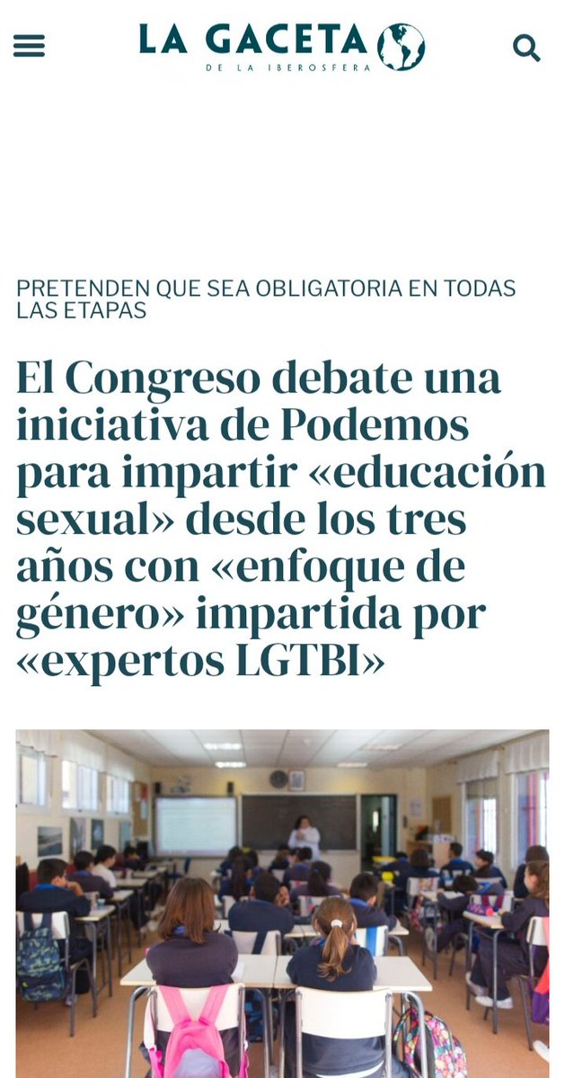En España, el Congreso debate una iniciativa de Podemos para impartir «educación sexual» desde los tres años con «enfoque de género» impartida por «expertos LGTBI».
gaceta.es/espana/el-cong…