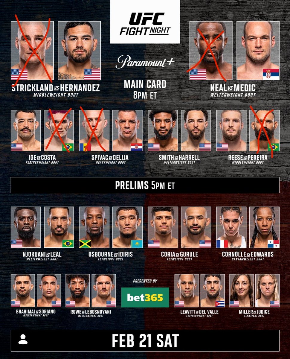 Danalilwhite's tweet image. My prediction for #ufcparamount #ufcfightnight 
Reese gon end Pereira career
Delija with a comeback KO
Ige with the UD
"Call medic, but not for me."
And a round 3 submission by Fluffy. Submit Strickland with the guillotine 

LET'S GOOO🔥🔥🔥