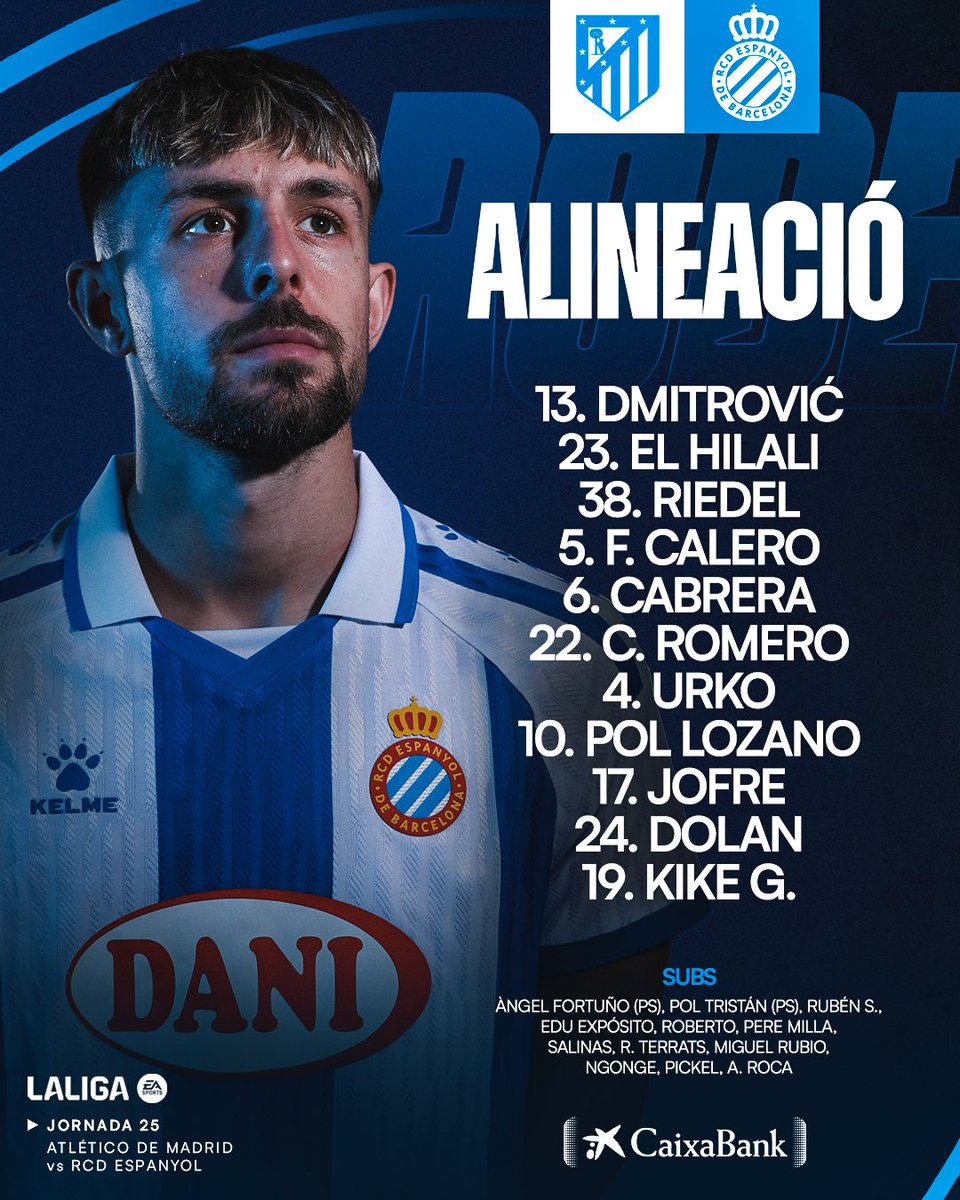 📋 𝐉𝐚 𝐭𝐞𝐧𝐢𝐦 𝐚𝐥𝐢𝐧𝐞𝐚𝐜𝐢𝐨́!
▶️ Aquest és l’11 de Manolo González!
#RCDE #AtletiEspanyol