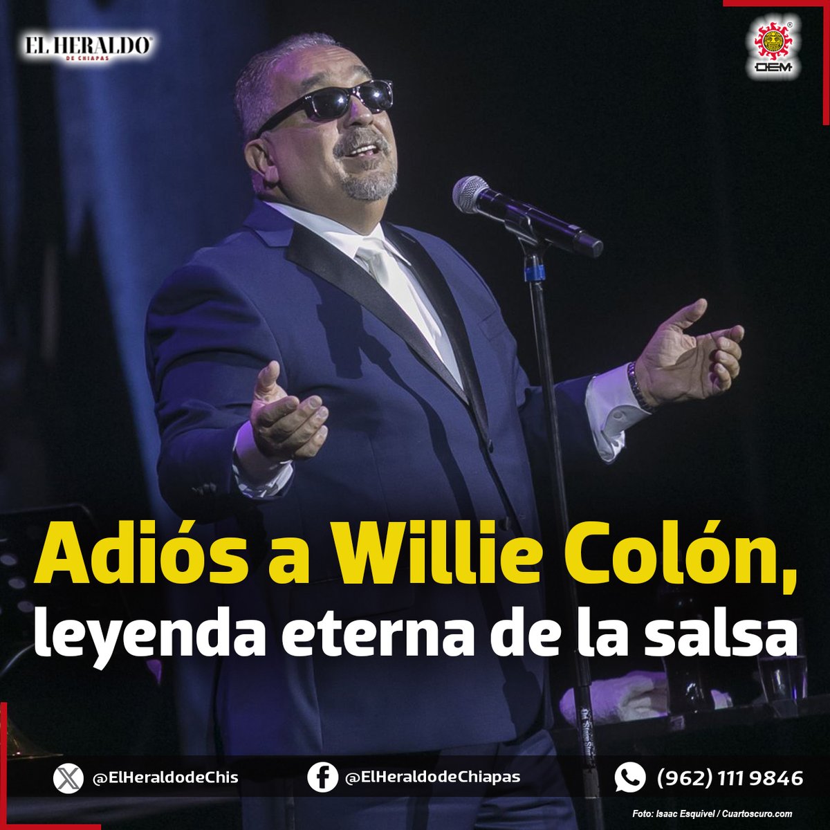🌹🕊️ El mundo de la salsa despide a Willie Colón, una de sus figuras más influyentes, cuya obra definió el sonido de toda una época 🎶

Nota completa ⬇
👉 tinyurl.com/ymjb47mu
📷 Isaac Esquivel / Cuartoscuro.com