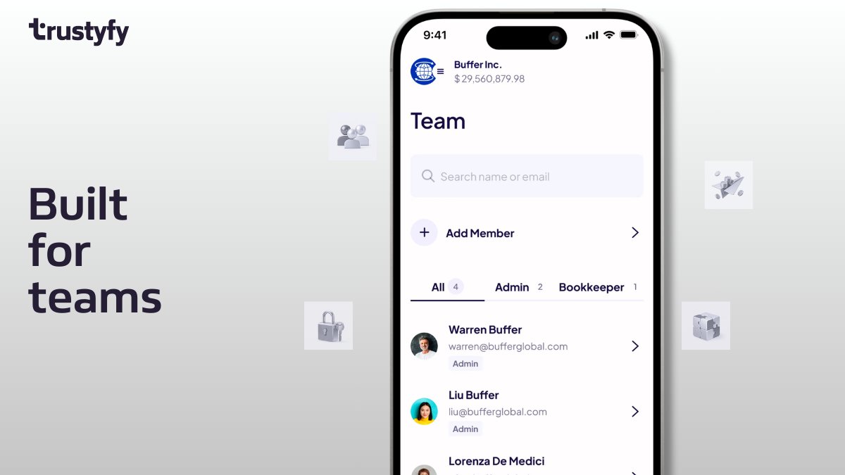 A single private key isn’t governance.

Modern companies need:

🔸Role-based access
🔸Multi-signature approvals
🔸Clear audit trails
🔸Statements across fiat and crypto

Trustyfy Corporate brings structure to digital assets.

Because real businesses don’t operate on screenshots.