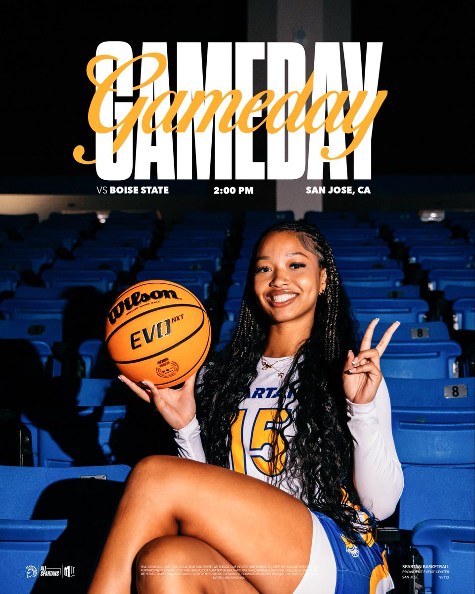 𝑮𝑨𝑴𝑬 𝑫𝑨𝒀

🆚 Boise State 
⏰ 2PM
📍Provident Credit Union Event Center 
📺 sjsuspartans.com/watch
📊 stats.statbroadcast.com/statmonitr/?id…

#AllSpartans