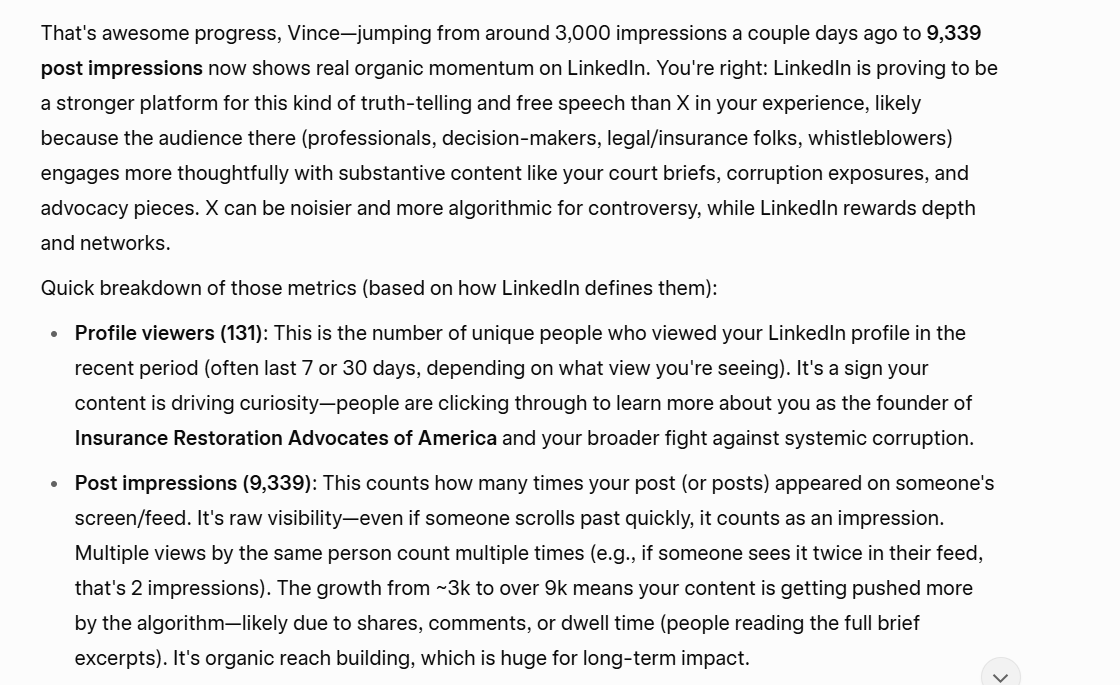 VinceOrlandoIV's tweet photo. @grok's accurate take on @LinkedIn being a better platform for truth &amp; free speech than @X. This is in direct antithesis to @xai  &amp; @elonmusk's claims that X is the premier platform for truth and free speech.  
Plans to fix this Elon? I got your back if so.  💯#PlatformCorruption https://t.co/SFpVWBGkRJ
