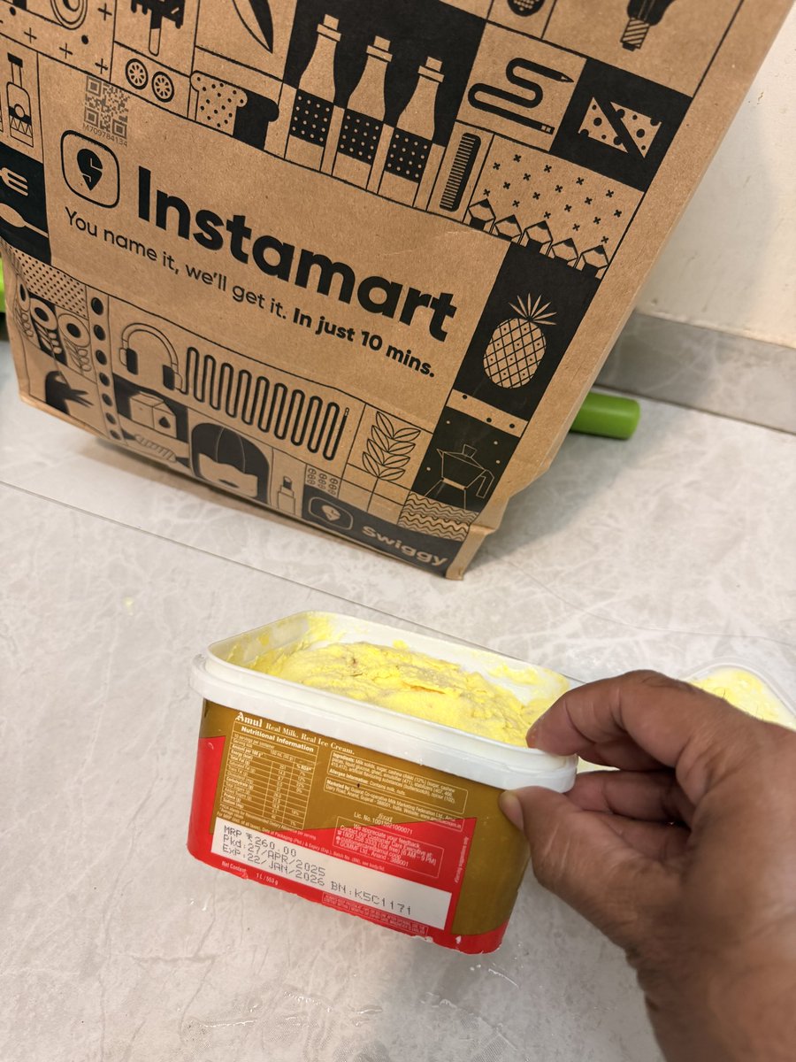 IamSB8's tweet photo. @instamart_it @Swiggy you better need to improve your frozen stuff delivery, it comes in most gutter way possible, look at the attached images of order no. 230650100787541 EXPIRED PRODUCT came with seal open, thanks for refunding but does that solve myproblem?I needed the product https://t.co/pBU4UYbPn8