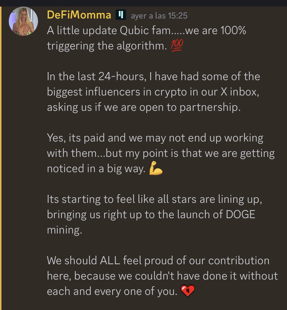 Slowly, then all at once 👀

$QUBIC will have its moment of glory, and it's getting closer every day

Now is the time to position yourself anon

Top 10 in no more than a couple of years 

Congrats for the great work <a href="/DeFiMomma/">💎 DeFiMomma 💎</a>  🙌🏻