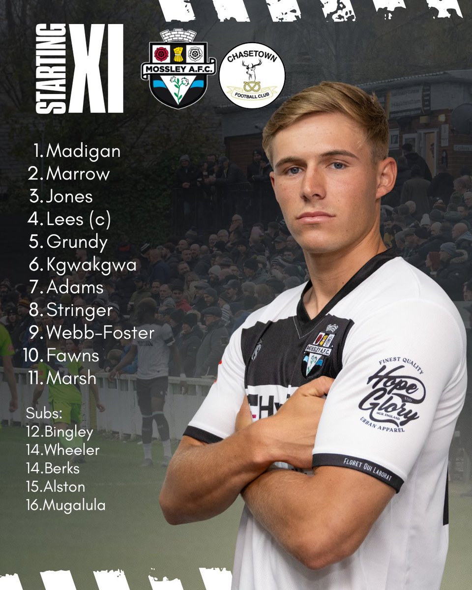 MossleyAFC's tweet photo. Here’s how your Lilywhites line-up for todays clash with Chasetown FC

⚪️⚫️ https://t.co/pM1m46GGA5
