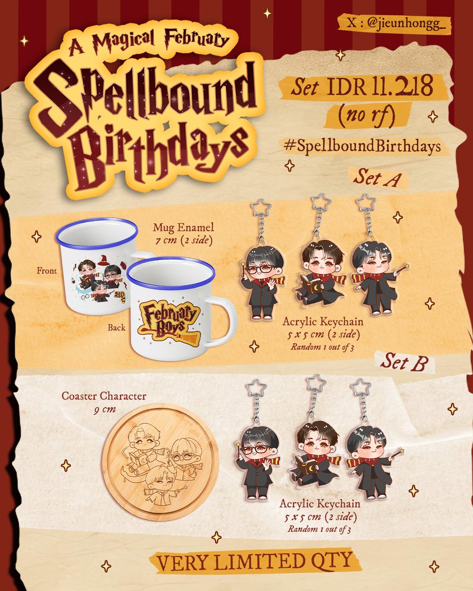 ─★ ✨𝕬 𝖒𝖆𝖌𝖎𝖈𝖆𝖑 𝕱𝖊𝖇𝖗𝖚𝖆𝖗𝖞: 𝕾𝖕𝖊𝖑𝖑𝖇𝖔𝖚𝖓𝖉 𝕭𝖎𝖗𝖙𝖍𝖉𝖆𝖞𝖘✨🪄 ★─
by : <a href="/jieunhongg_/">𝑏𝑦𝑦𝑦𝑦⋆.˚ ᡣ𐭩 .𖥔˚</a> 
🪄 rt &amp; like this post
🪄 carat only (especially cuties, dolly's, dinonara)
🪄 link will be posted on 03/03/26 at 21.18 WIB
🪄 Set 11.218(no rf)

#SpellboundBirthdays