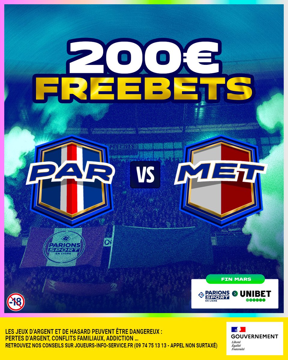 🤩 FREEEEEEEEEBET !!!

🚀 10x20€ de freebet à remporter avant #PSGFCM

Pour participer :
🤝 RT + Follow

📆 TAS le 22/02
📃 Règlement : bit.ly/40pQpqn
