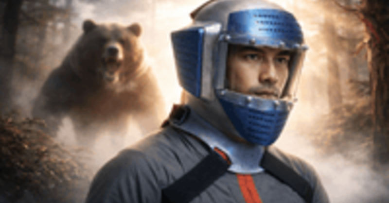 熊の攻撃から頭部を守れ！実用型ヒーローマスク爆誕！その名も「仮面