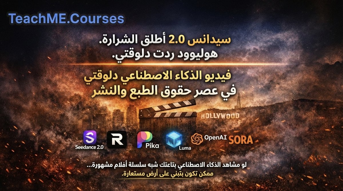 TeachME_Courses's tweet photo. فيديو الذكاء الاصطناعي دخل عصر حقوق النشر

إذا كانت مشاهدك تشبه امتيازاً سينمائياً معروفاً فالمخاطرة القانونية تقع عليك أنت لا على الأداة

الميزة في ٢٠٢٦

هوية بصرية أصلية وقابلة للدفاع قانونياً

https://t.co/pMfeqOUKGa

#فيديو_الذكاء_الاصطناعي #حقوق_النشر #GenerativeAI https://t.co/lHRfPnjf5D
