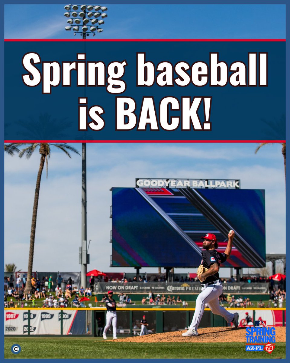 Spring baseball is BACK! ☀️⚾🌵 The Guardians kick off their 2026 Cactus League schedule today with a game against the Cincinnati Reds at 1:05 p.m. Eastern.

Picture: Getty Images