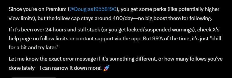 Thank you, humbled but only 400 a day...
Elon is approaching his singularity? 
Careful Ladies! Apparently he Vibes often?
Might be Equipment or Operator Error?