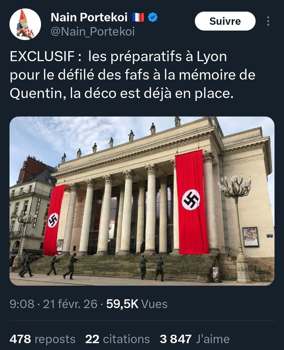 lelapindufutur's tweet image. C'est à cause de tweets comme celui-ci que des gens se font lyncher à mort par des tarés d'extrême gauche. Les gens qui nazifient leurs opposants ont du sang sur les mains, celui de Quentin comme celui de toutes les futures victimes des milices communistes.