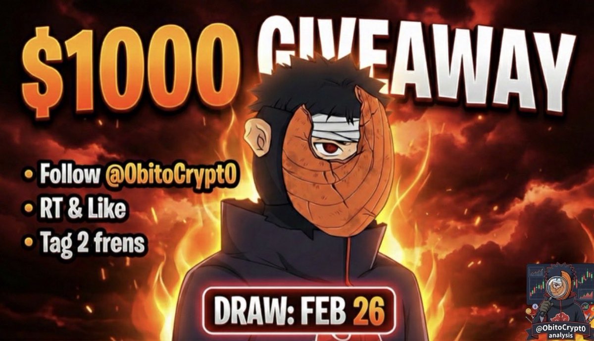 ObitoCrypt0's tweet image. 🔥 $1000 February Giveaway 🔥

Rules:
• Follow @ObitoCrypt0
• RT &amp;amp; Like
• Tag 2 frens

Draw Feb 26.

Good luck degens 🍀