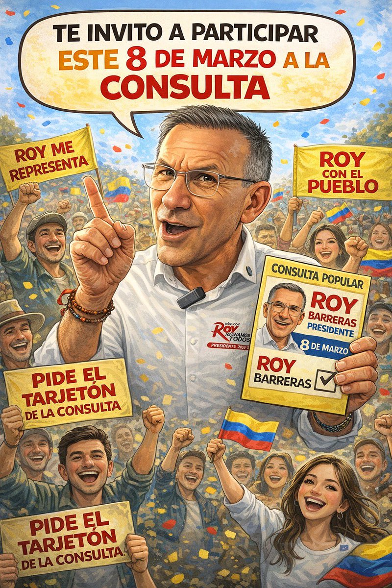 ¿Y ya saben por quien votar este 8 de marzo?
¡Ahora saben <a href="/RoyBarreras/">Roy Barreras</a> presidente!