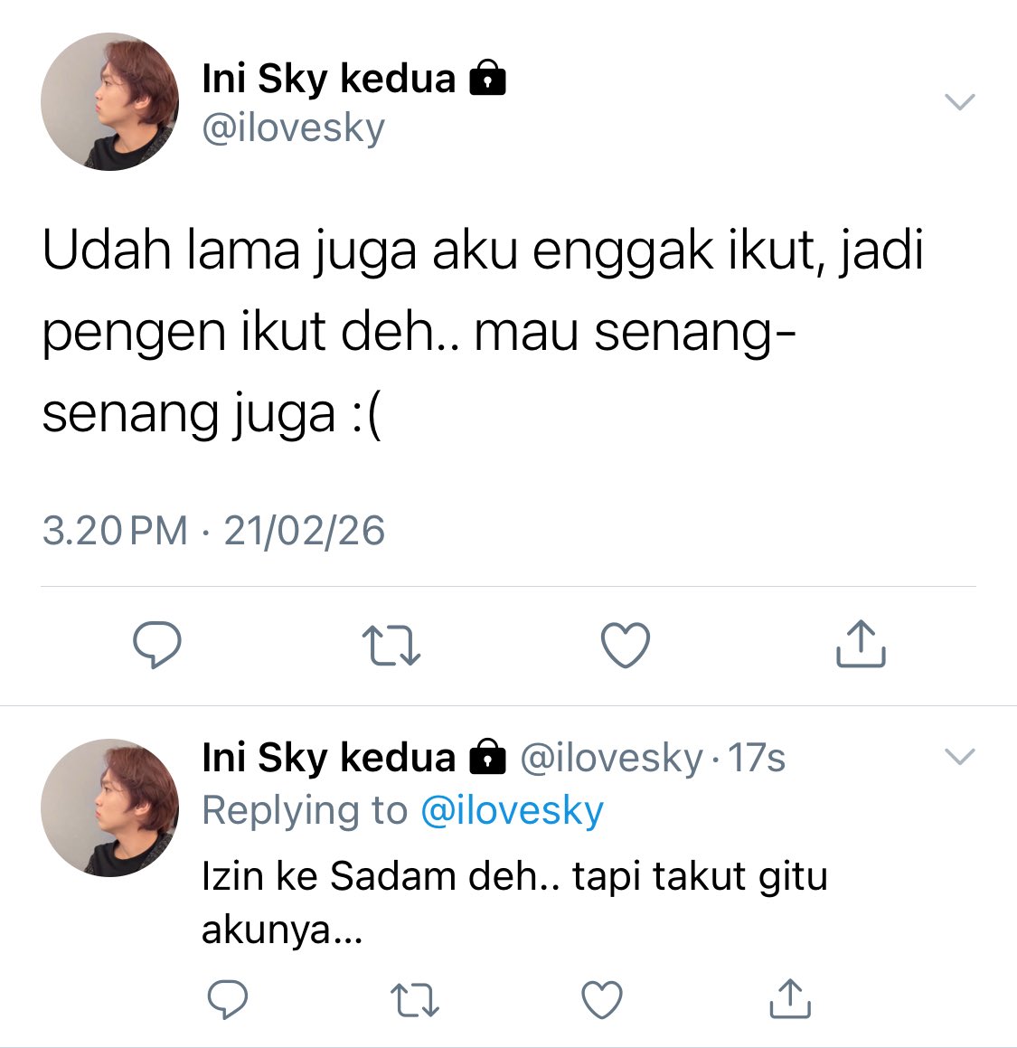 SkyDam, a few tweets au
— Izin ikut reuni

Tag : Markhyuck au