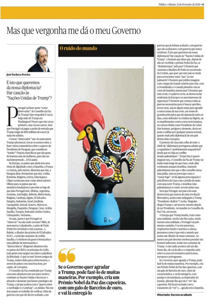 Mais uma brilhante página de José Pacheco Pereira. Inteligente, culto e uma enorme dignidade! É fim de semana, por favor, leiam...