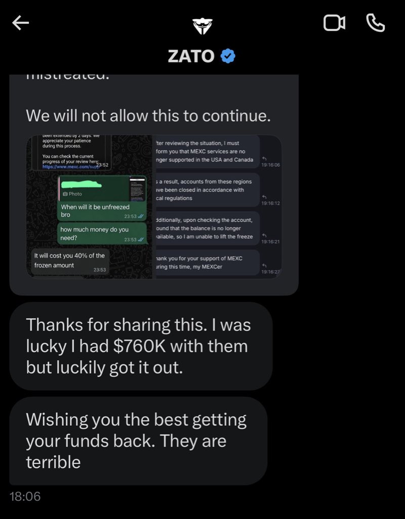 MEXC is paying creators to stop me.

I WILL NOT STOP 🛑 

Here are more victims of MEXC 

Send me your cases if you are hurt by MEXC
