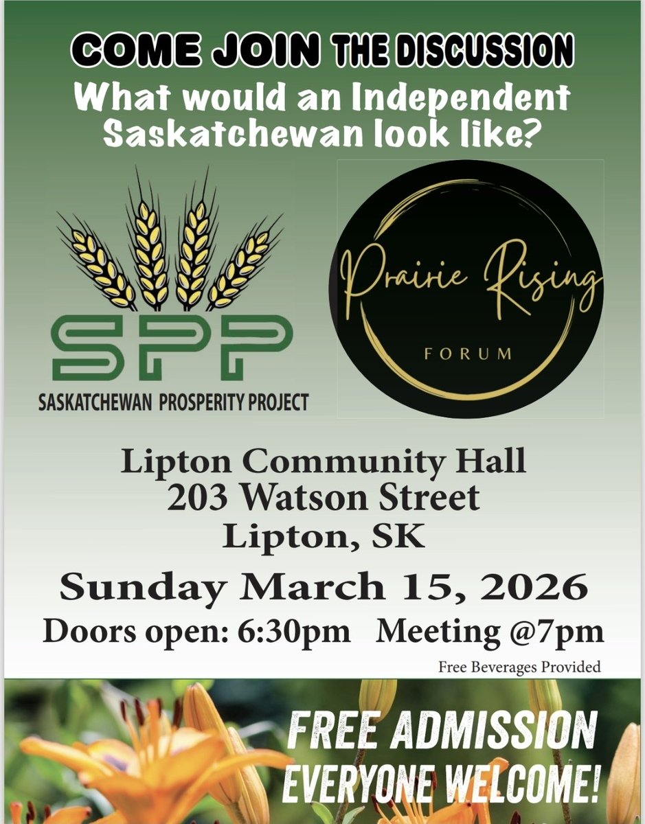 Townhall Announcement for Lipton! Note: The Fort Qu'Appelle townhall was moved to Lipton after the venue in Fort Qu'Appelle got cancelled.