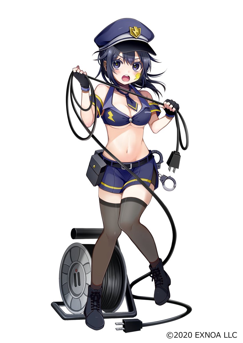 nekoamee's tweet photo. 【お仕事】 えっちポリスなコードリールたそを描かせていただきました♡♡♡♡♡ポリス２人目描けて嬉しいです！ロープVSコードな絵を描きたいナ～ https://t.co/Ln4nAI68dg