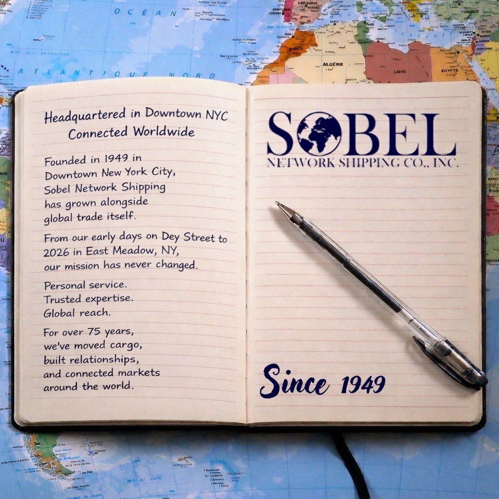 #SobelNetworkShippingCoInc #SobelNetwork #Sobel #SobelNet
#HeadquarteredInNYC #ConnectedWorldwide #Since1949
#GlobalLogistics #InternationalShipping #CustomsBrokerage
#FreightForwarding #AirFreight #OceanFreight #SupplyChain
#BuiltOnHistory #DrivenByTomorrow #TrustedExpertise