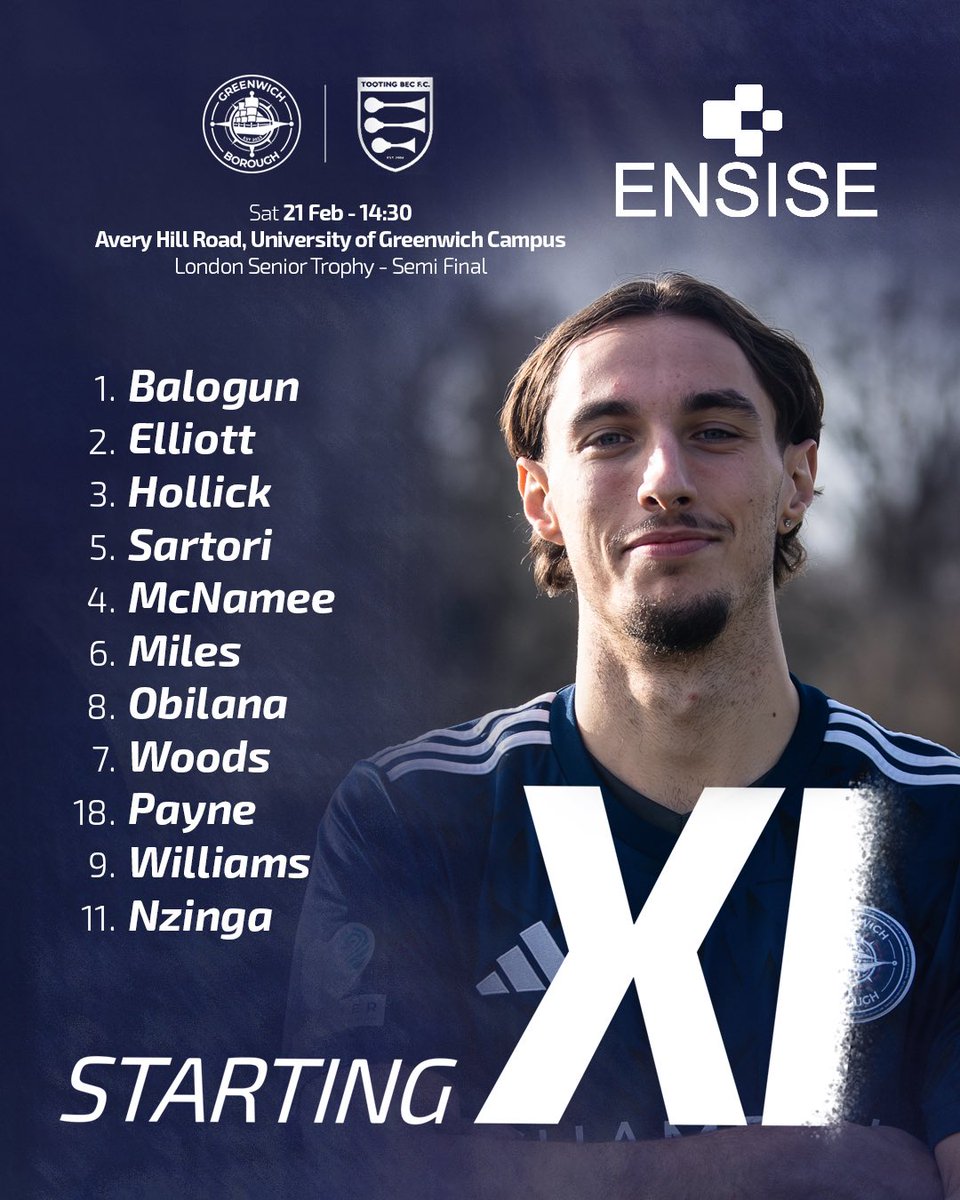 AFCGreenwichB's tweet photo. Your starting lineup for today’s fixture vs Tooting Bec FC

On the subs bench ready to come on and make an impact is:

Nathan Godziemski
Italianas Komas
Rhys Davies
Kai Nokoe
Elliott Carey

#AFCGB https://t.co/vuS7AVo63c