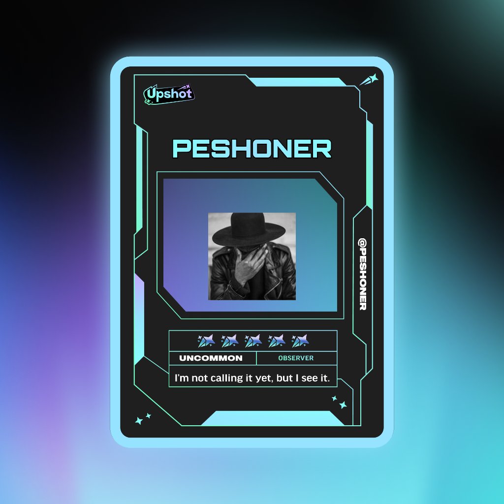 PESHONER's tweet photo. Just ripped my Predictor Card!

Ready to claim instant cash prizes, free packs and more.

Welcome to Prediction Play on @upshot_cards

Your turn
https://t.co/0xM1Y6EbSu

(PASTE IMAGE HERE) https://t.co/bwCdLjZv3v