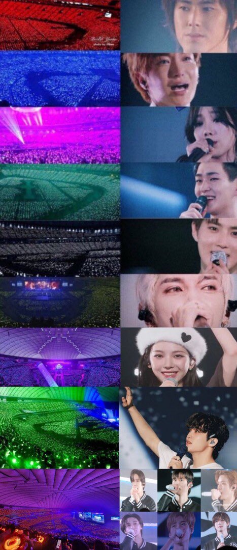 _20001023's tweet image. 歴代SMアーティストの東京ドームでのペンライトグループカラー1色景色綺麗すぎる🌈