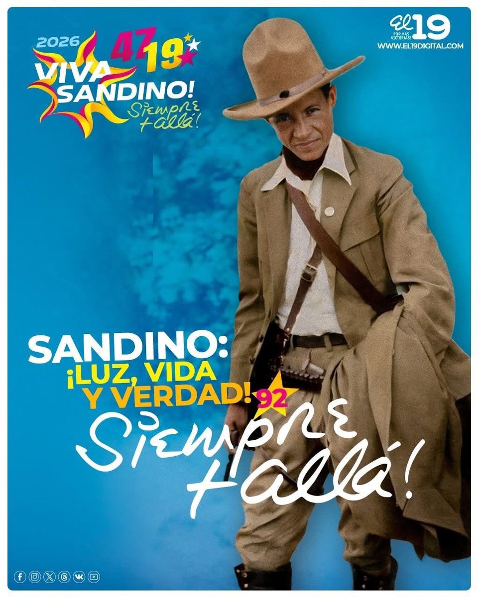 ¡Viva Sandino! ✊

Hoy recordamos el 92 aniversario del paso a la inmortalidad del General de Hombres y Mujeres Libres, Augusto C. Sandino. 🔴⚫

Su espíritu vive en la memoria de Nicaragua, iluminando el camino de una nación que avanza entre esperanza, valentía y futuro. ✨