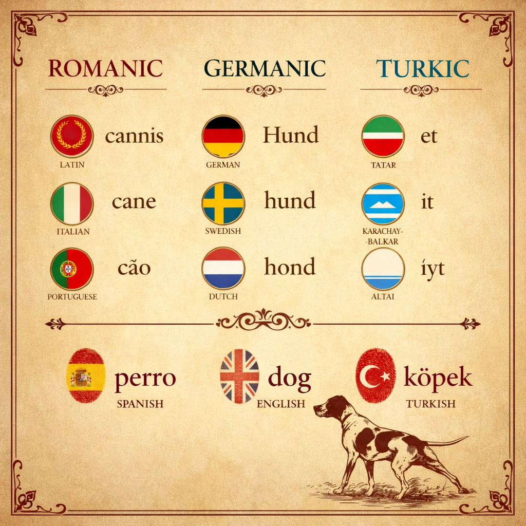 temirlerin's tweet image. Languages with the most speakers in a family often prefer non-cognate words for 🐕 while related languages keep the inherited form. 

In English, Turkish, and Russian, “hound,” “it,” and “пёс” are mostly pejorative; “dog,” “köpek,” and “собака” are neutral. 

#Etymology #langtwt