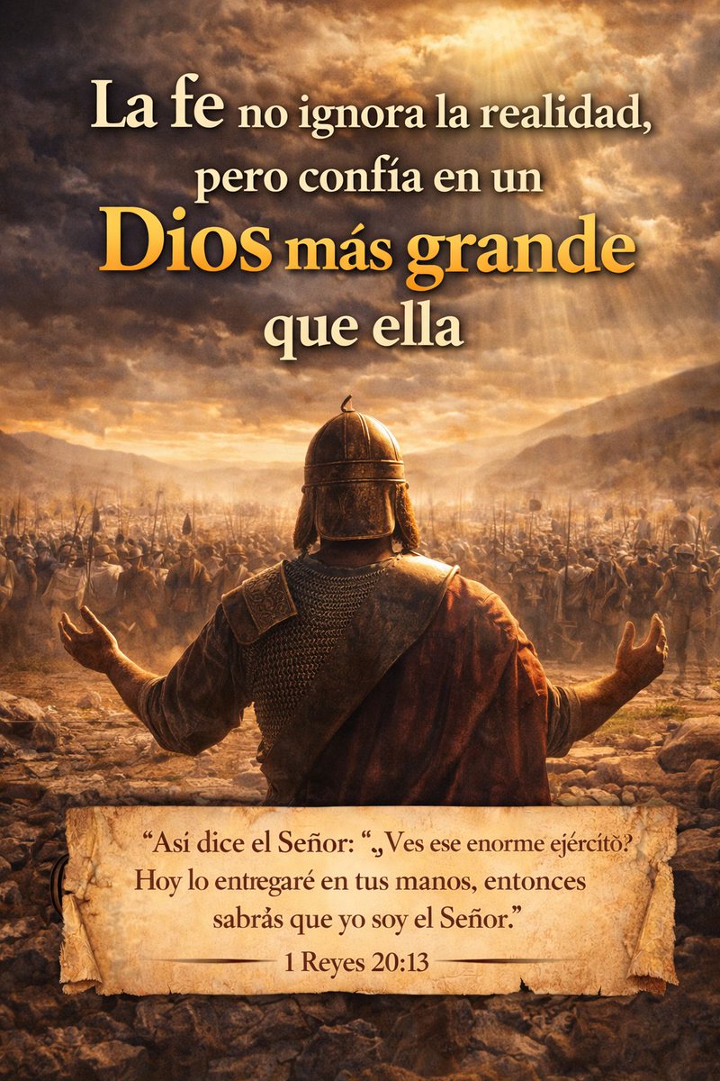 ...Así dice el Señor: “¿Ves ese enorme ejército? Hoy lo entregaré en tus manos, entonces sabrás que yo soy el Señor”
#1Rey.20:13
🌟Dios puede dar victoria aun a personas imperfectas
🌟Las batallas más grandes no se ganan con recursos humanos, sino con dependencia de Dios
#rpsp