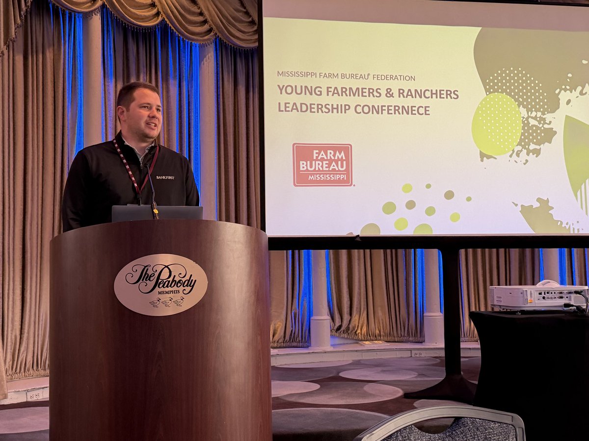 MSFarmBureau's tweet photo. The 2026 YF&R Leadership Conference kicked off with Anthony Lafauce and Geoff Vetter from #ClydeGroup and @CropLifeAmerica leading a discussion focusing on the MAHA movement & elevating ag advocacy. Thank you to #BankFirst for sponsoring Saturday’s “Eggs and Issues” session. https://t.co/5sHAwwF7DH