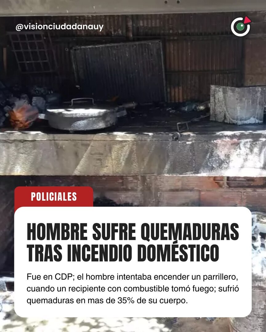 🔥 Un hombre resultó con quemaduras en más del 35% de su cuerpo tras un accidente doméstico ocurrido en la mañana de ayer en Ciudad del Plata, informó la Jefatura de Policía de San José.

Personal del Grupo de Reserva Táctica del Programa de Alta Dedicac… instagr.am/p/DVBhpOFkpdR/